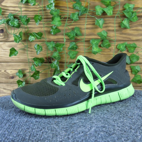 Nike Free Run 3.0 Men's 9.5 Black Green Running Shoes Lightweight Flex - Picture 1 of 7